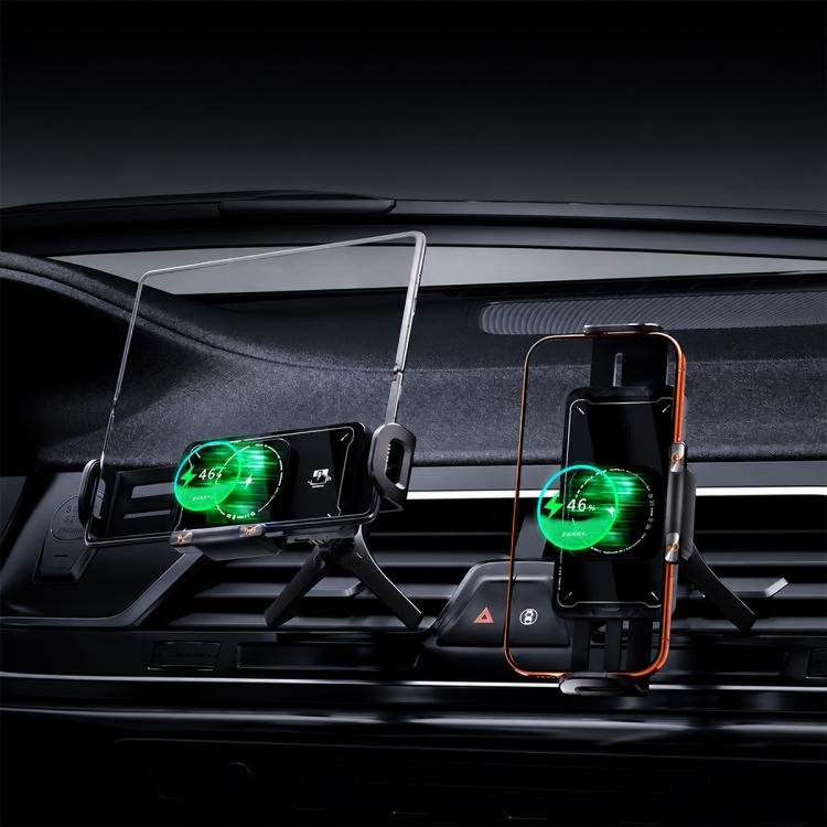 A03 Car Single Coil 15W Wireless Charger Rotating Navigation Bracket, A03 (Black)