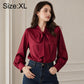 Women's bow tie neck blouse, long-sleeve, size XL, wine red