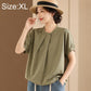Olive green women’s short-sleeve blouse with stand collar and front button