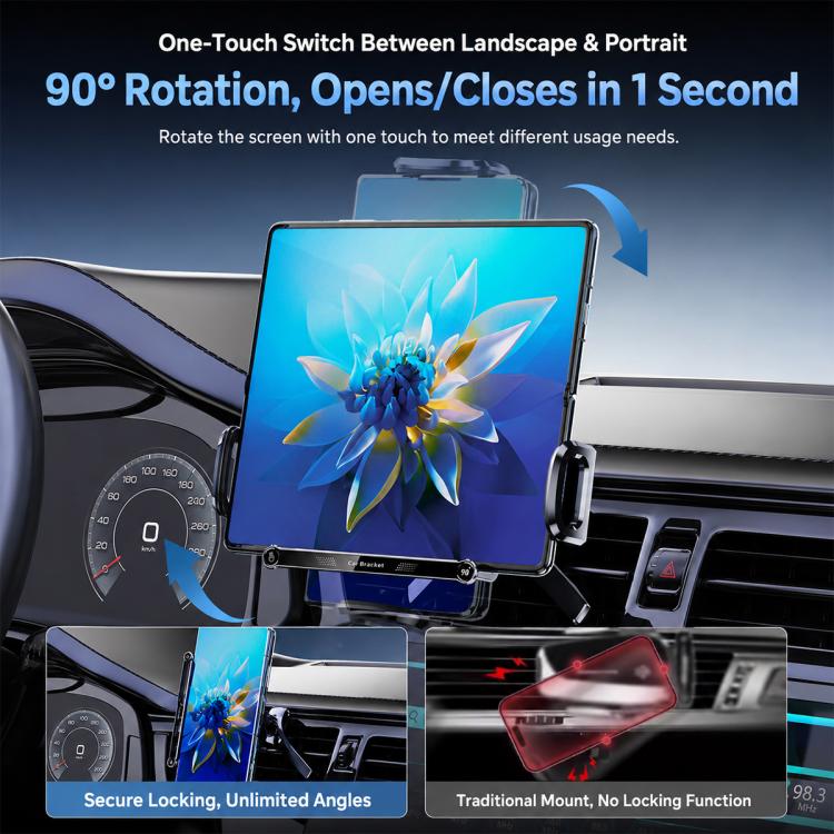 Q7S Car Dual Coil 15W Wireless Charger Rotating Bracket