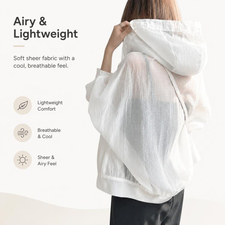Lightweight Hooded Sun Protection Women Coat, Free Size