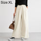 High-waisted wide-leg women’s pants, off-white, elastic waistband, size XL