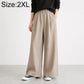 High-waisted wide-leg women’s pants, tan, elastic waistband, size 2XL