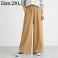 High-waisted wide-leg women’s pants, camel, elastic waistband, size 2XL