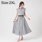Women’s sleeveless shirt dress, size 2XL, lapel collar, button front, gray tie waist