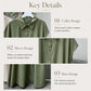 Olive green shirt dress key details: point collar, wide sleeve opening, full hem