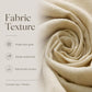 Beige fabric close-up with visible linen texture and soft folds