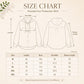 Size chart for hooded sun protection shirt with measurements for M to 3XL