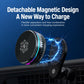 Black magnetic wireless car charger with detachable magnetic design, blue LED ring