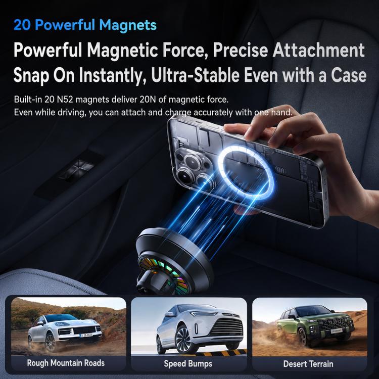 Car air vent magnetic wireless fast charger holder with cooling fan and phone mount