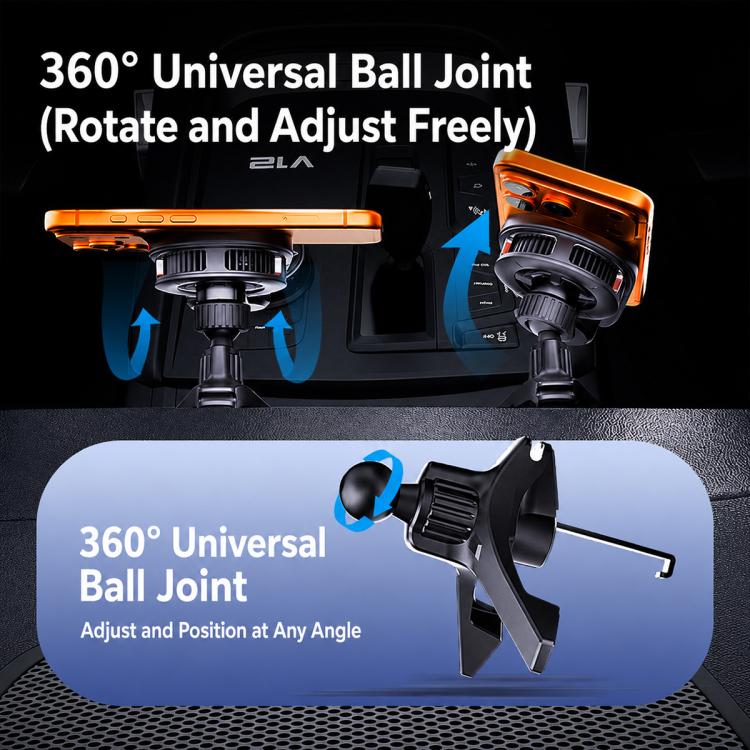 360° adjustable ball joint magnetic wireless car phone holder for air vents