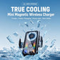 Black mini magnetic wireless car charger holder with cooling fan and LED ring
