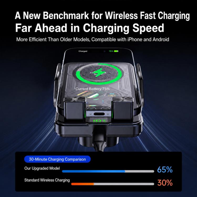 A8 Cooling Wireless Charger Car Air Outlet Holder With Digital display screen