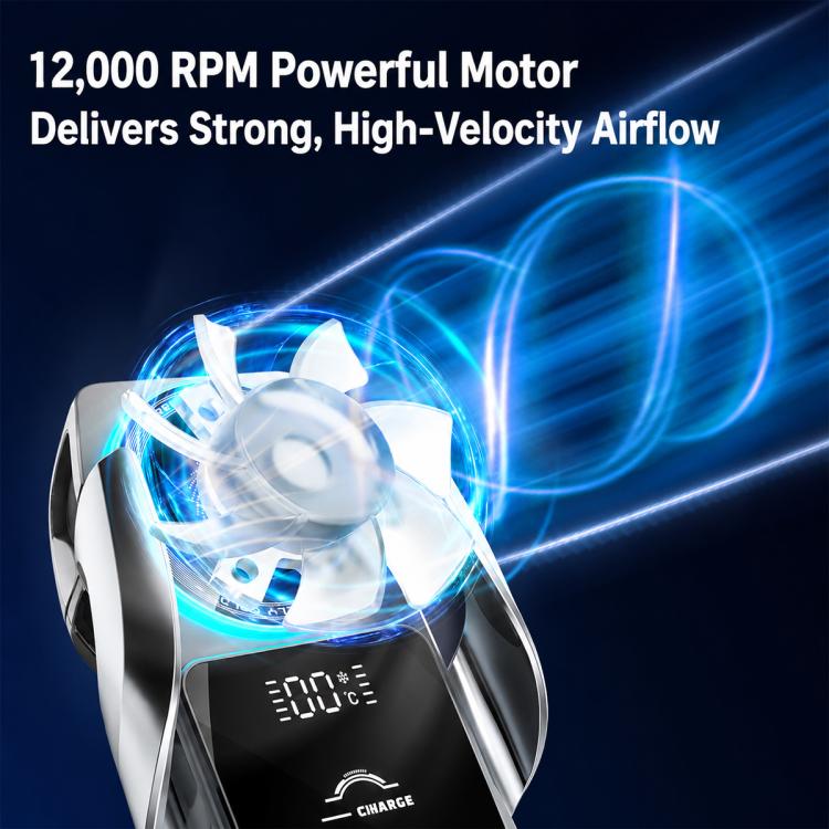 Car cooling magnetic wireless charger with fan detail and airflow swirl effect