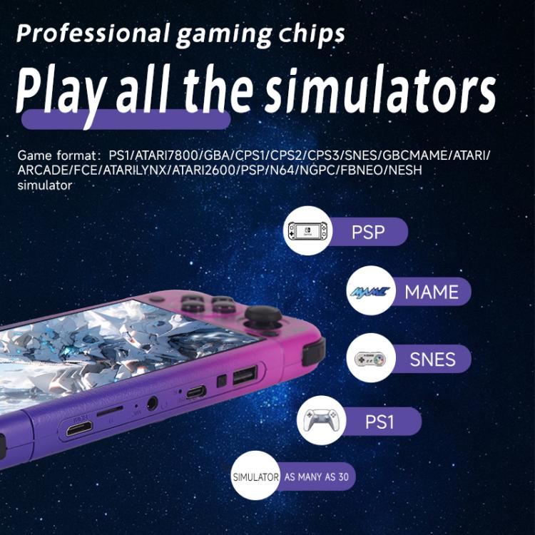 Pink handheld game console showing side ports and 5-inch display