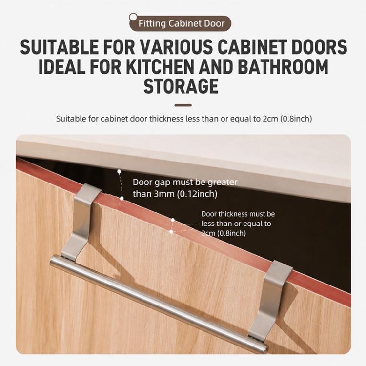 2pcs / Set 23.8cm Drill-Free Stainless Steel Towel Rack