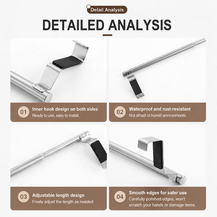 2pcs / Set 23.8cm Drill-Free Stainless Steel Towel Rack