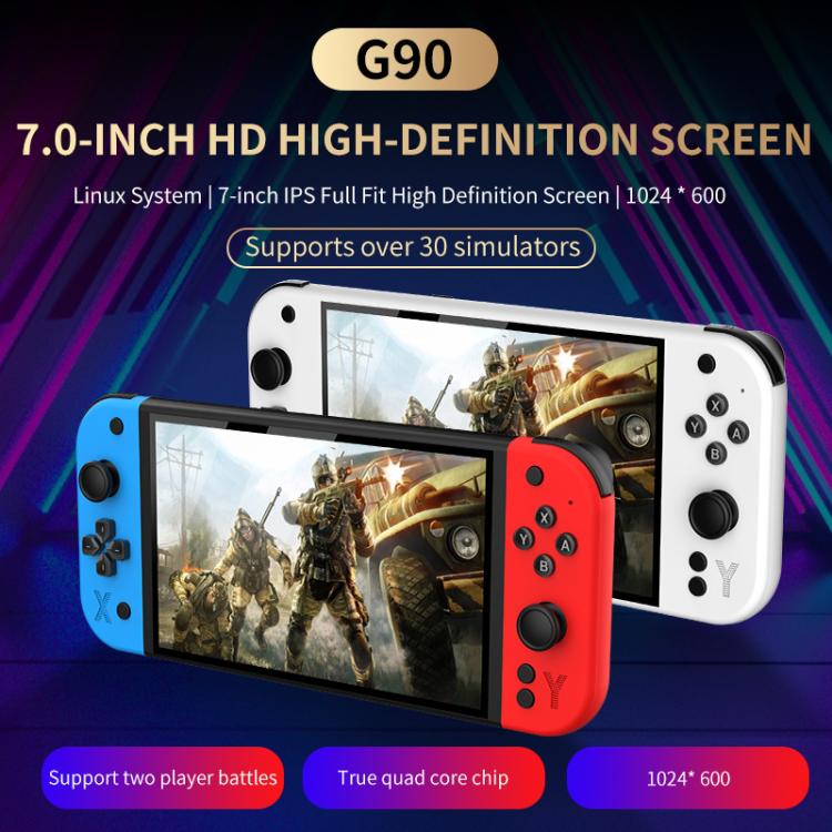 Multi-color handheld game consoles with 7-inch displays and face buttons