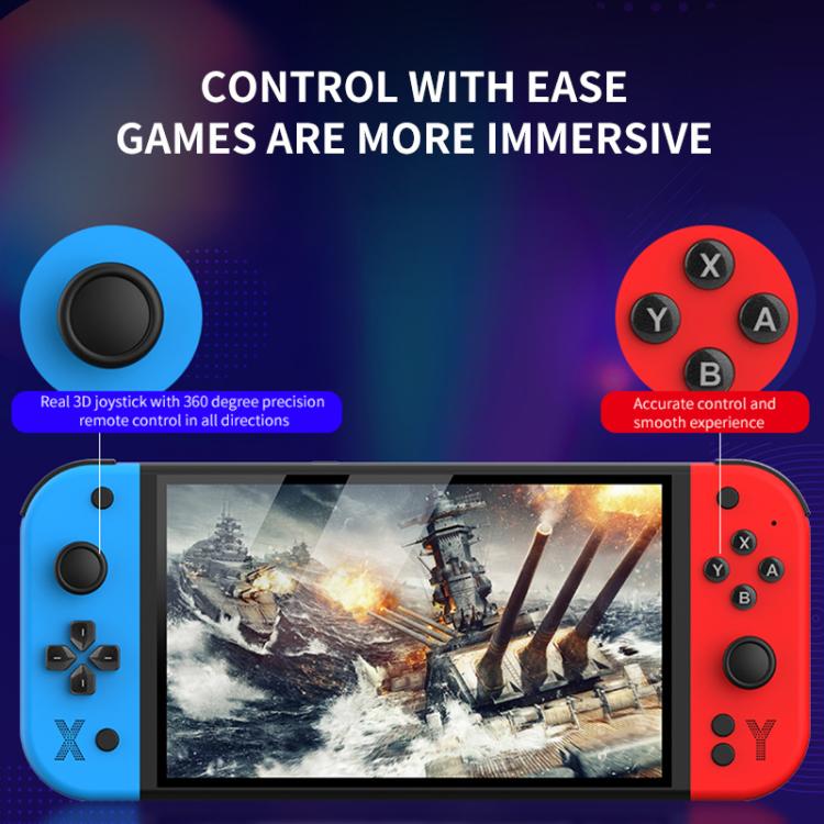 Handheld game console controls with circular joystick and face buttons