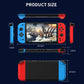 Handheld game console with 7-inch touchscreen, blue and red controllers