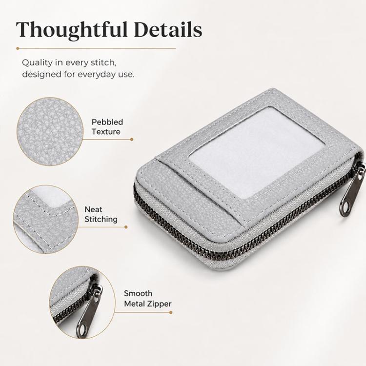 Accordion Multi-card Slot PU Leather Zipper Card Bag