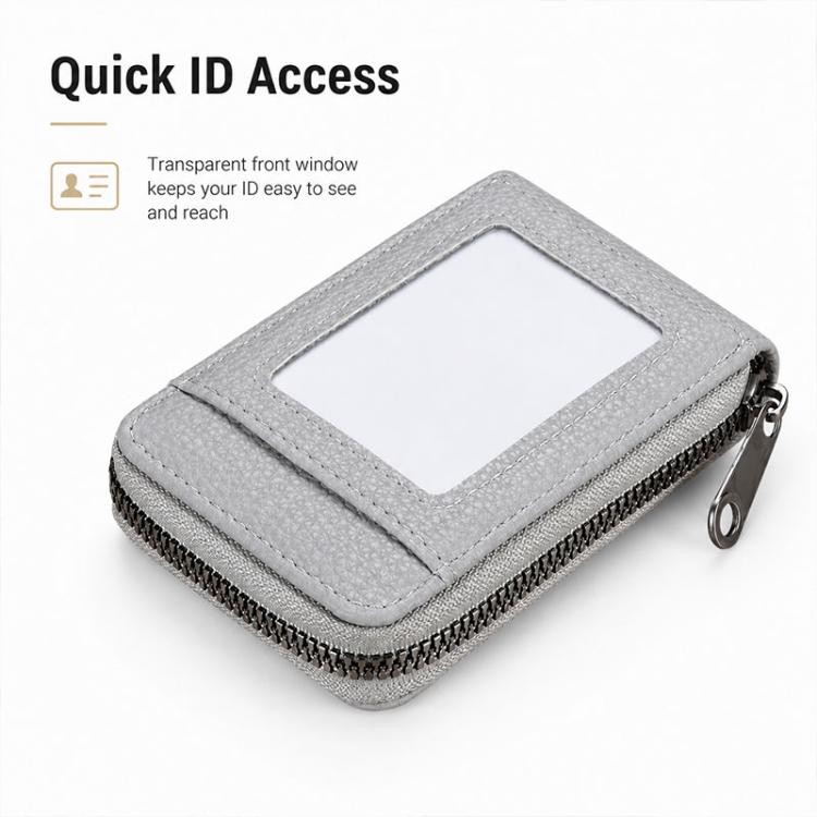 Accordion Multi-card Slot PU Leather Zipper Card Bag