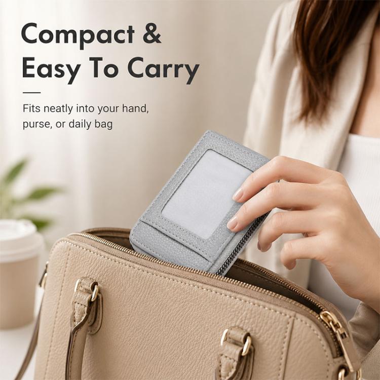 Accordion Multi-card Slot PU Leather Zipper Card Bag