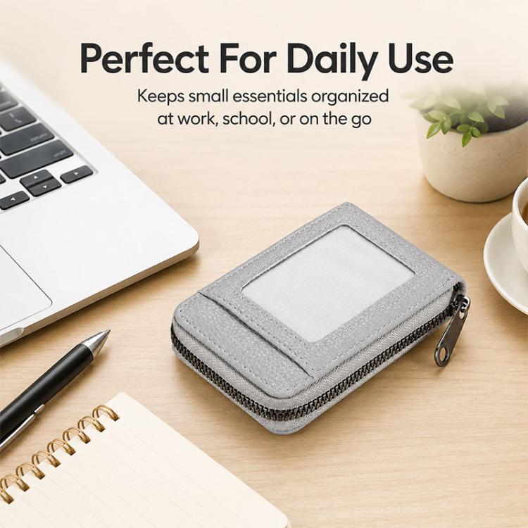 Accordion Multi-card Slot PU Leather Zipper Card Bag