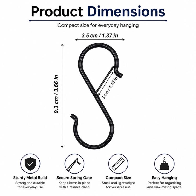10pcs S-Shaped Windproof Spring-Clip Storage Hook with Safety Buckle