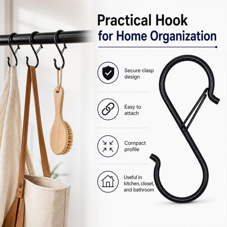 10pcs S-Shaped Windproof Spring-Clip Storage Hook with Safety Buckle