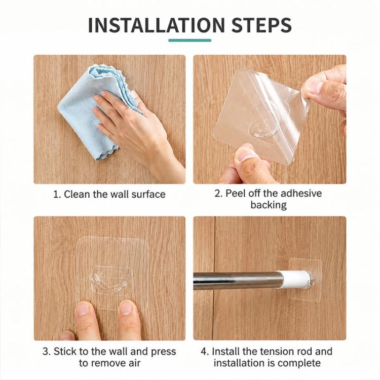 10pcs Drill-free Telescopic Rods Adhesive Hook Holder within 4.5 cm