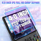 Handheld retro game console with 4-inch screen and action buttons on right