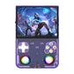 Purple handheld retro game console with 4.5-inch screen and dual thumbsticks