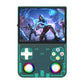 Green handheld retro game console with 4.5-inch screen and dual thumbsticks