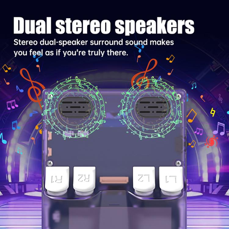Handheld console speaker area with dual stereo grille openings and front buttons