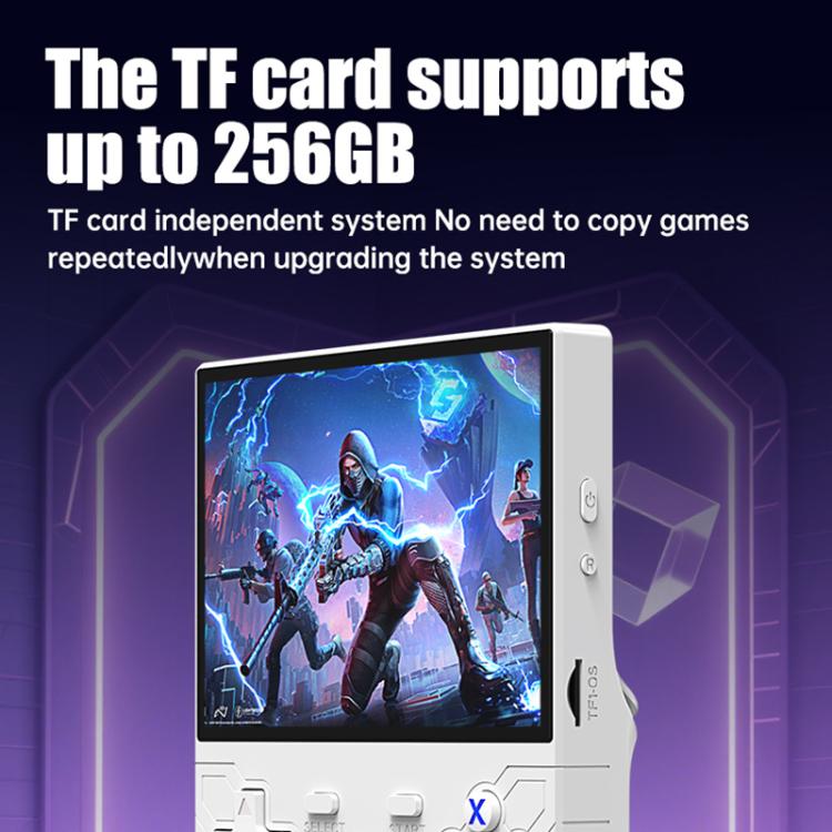 Handheld game console with side TF card slot and front display
