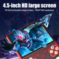 Handheld game console with 4.5-inch screen, joystick controls, and face buttons