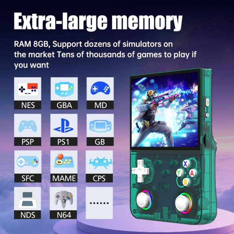 Green handheld game console with screen and gamepad buttons