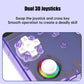 Handheld retro game console with dual 3D joysticks and circular ABXY controls