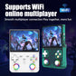 Handheld retro game console with screen and front button controls