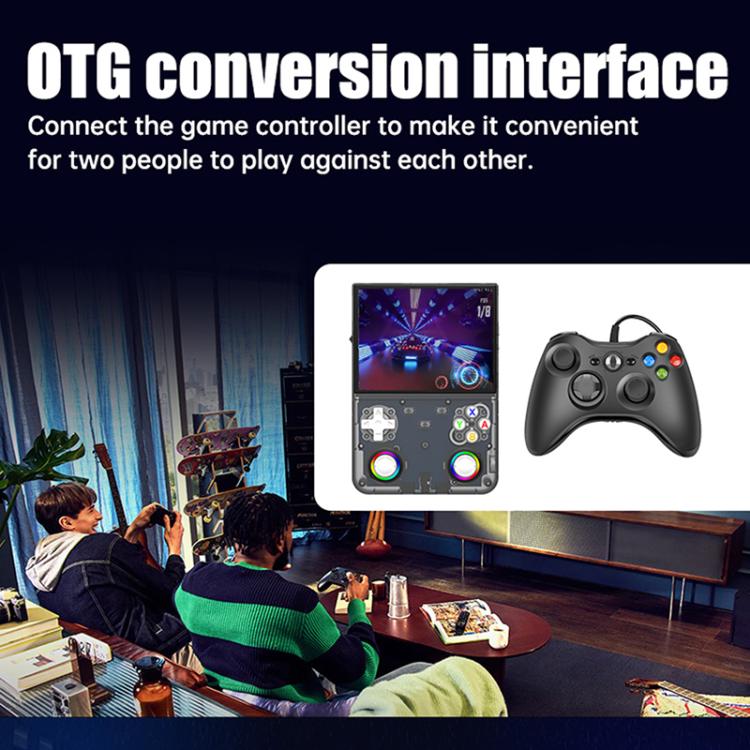 Handheld game console with front screen and ports for connecting an external controller