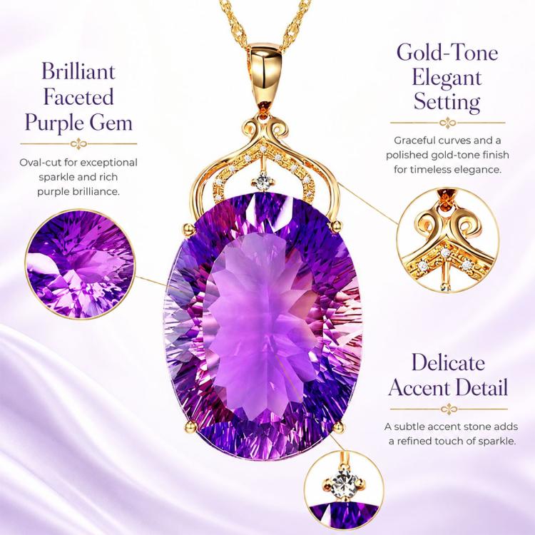 Amethyst Crystal Gemstone Pendant Necklaces