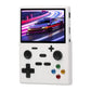White handheld retro game console front view with game screen and colorful action buttons