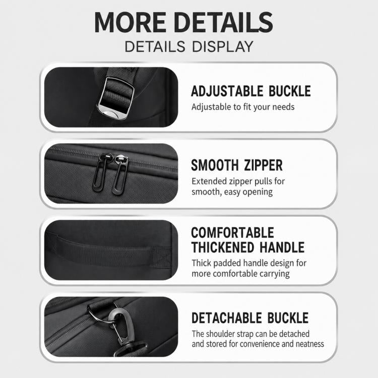 Adjustable buckle, smooth zippers, thickened handle, detachable buckle wet-dry bag, black.