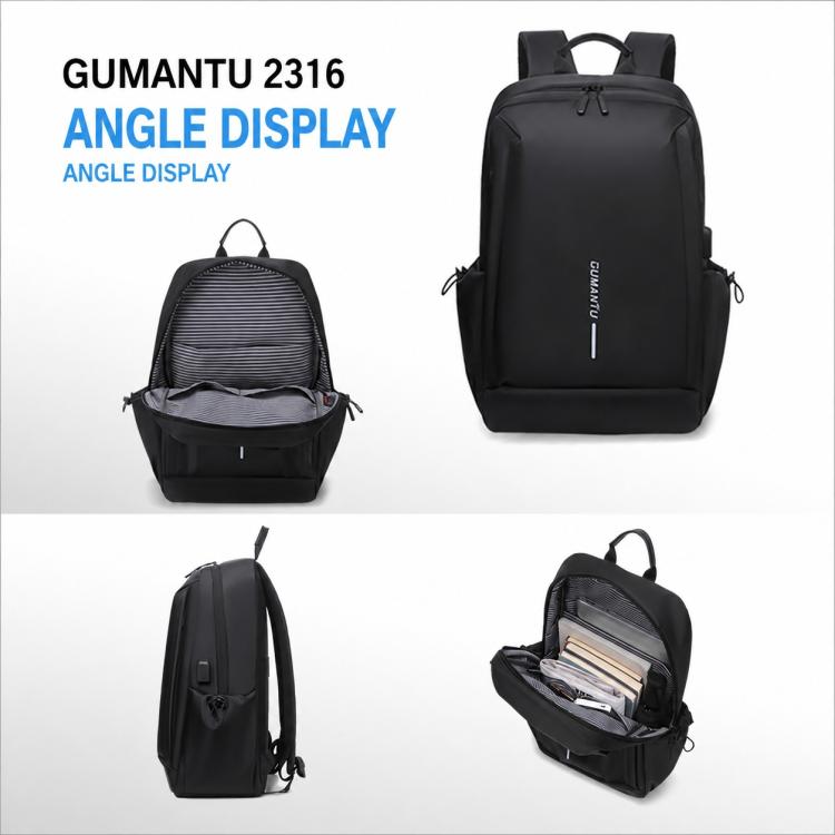 OUMANTU 2316 Multifunctional Business Vertical Stripe Logo Backpack Laptop Bag