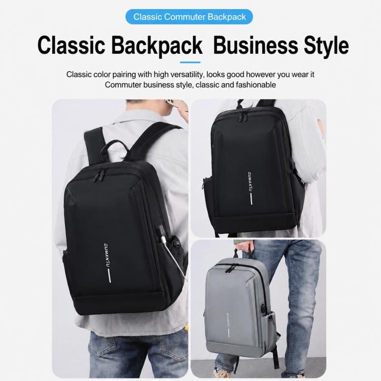 OUMANTU 2316 Multifunctional Business Vertical Stripe Logo Backpack Laptop Bag