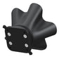 Black feed spreader hopper with mounting bracket