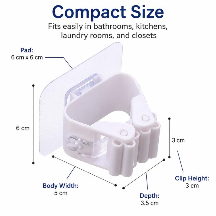 No-drill Suction Cup Bathroom Wall Mount Hook Mop Holder 4pcs, White  4pcs