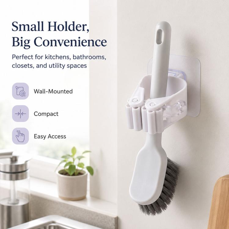 No-drill Suction Cup Bathroom Wall Mount Hook Mop Holder 4pcs, White  4pcs