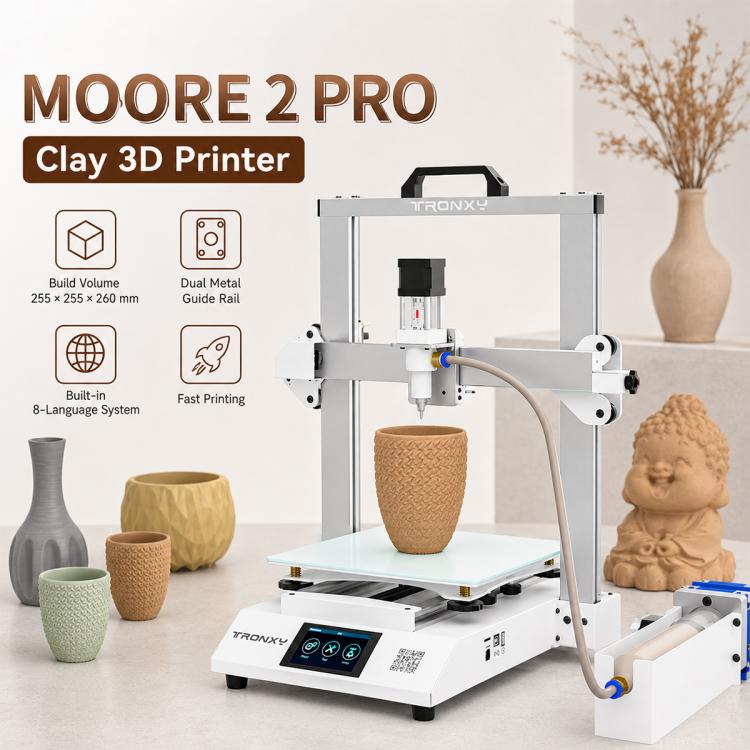 TRONXY MOORE 2 Pro Ceramic 3D Printer, Standard 0.5L, Standard 1L
